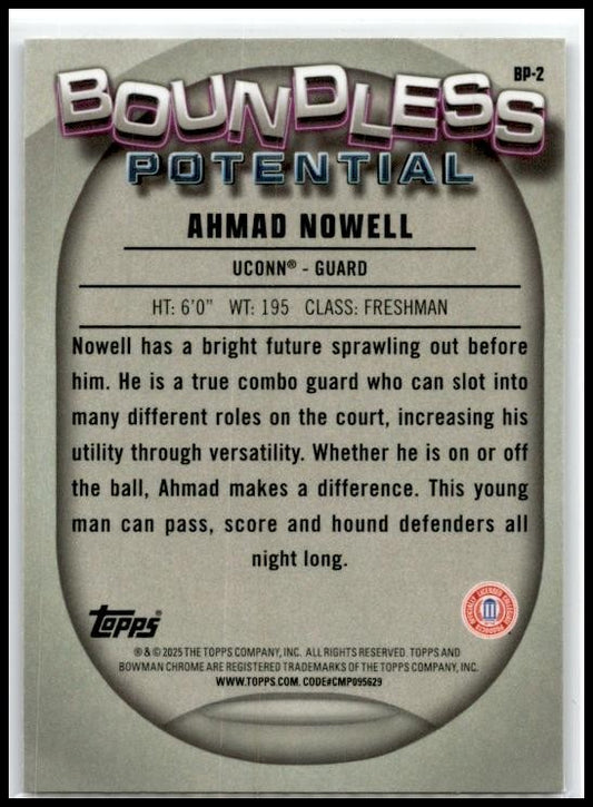 2024-25 Bowman University Chrome Boundless Potential #BP-2 Ahmad Nowell