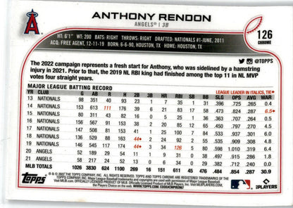 2022 Topps Chrome Sepia Refractor #126 Anthony Rendon Los Angeles Angels