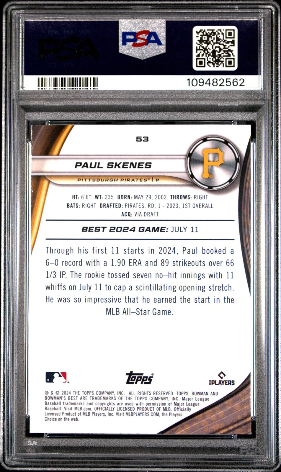 2024 Bowman'S Best #53 Paul Skenes