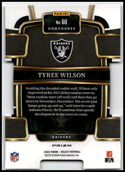 2023 Panini Select Black and Red Prizms Die Cuts #60 Tyree Wilson Rookie Raiders