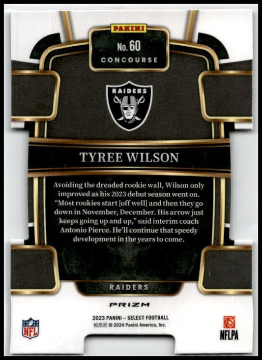 2023 Panini Select Black and Red Prizms Die Cuts #60 Tyree Wilson Rookie Raiders