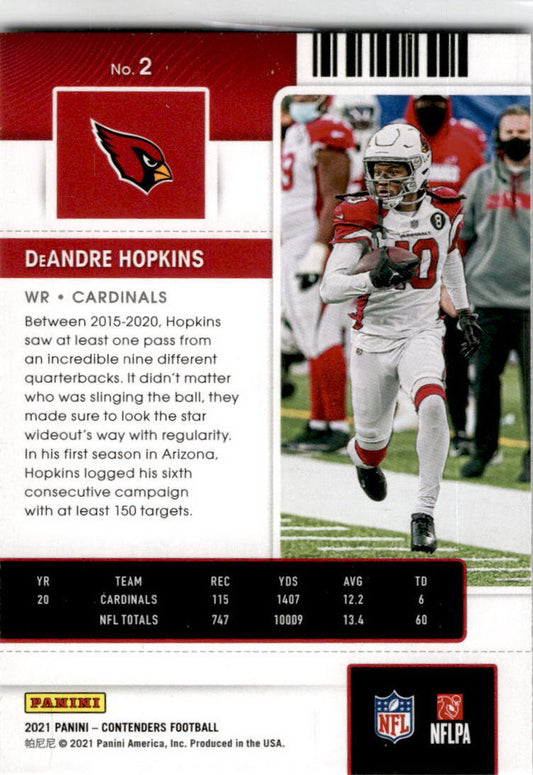 2021 Panini Contenders Stardust #2 DeAndre Hopkins Arizona Cardinals