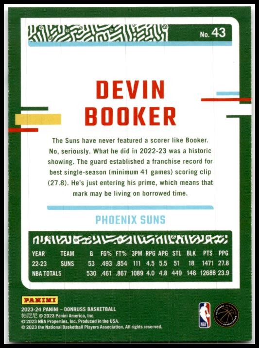 2023-24 Donruss #43 Devin Booker Phoenix Suns