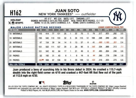 2024 Topps Holiday #H162 Juan Soto New York Yankees