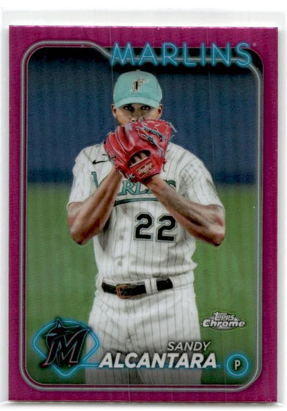 2024 Topps Chrome Pink Refractors #138 Sandy Alcantara Miami Marlins