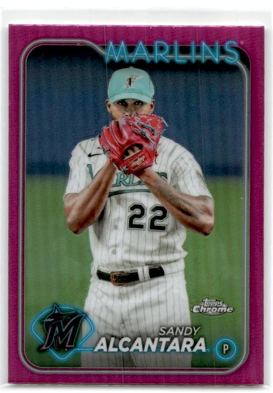 2024 Topps Chrome Pink Refractors #138 Sandy Alcantara Miami Marlins