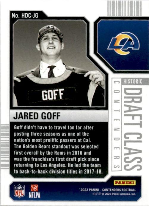 2023 Panini Contenders Historic Draft Class Contenders Red #HDC-JG Jared Goff