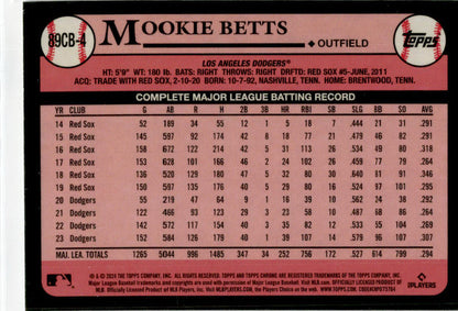 2024 Topps Chrome 1989 Topps Baseball 35th Anniversary #89CB-4 Mookie Betts