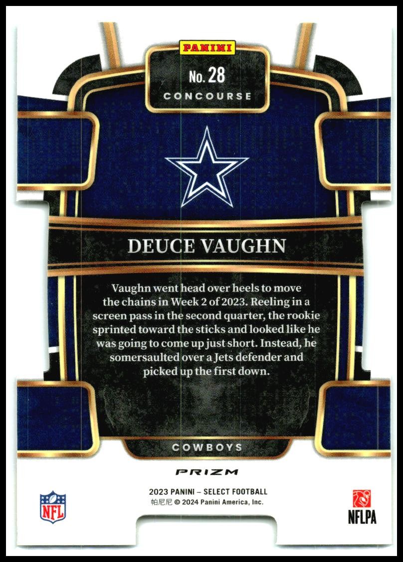 2023 Select Green and Yellow Prizms Die Cuts #28 Deuce Vaughn Rookie Dallas