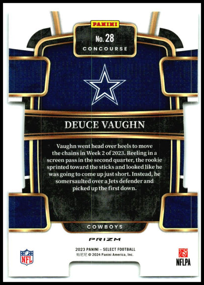 2023 Select Green and Yellow Prizms Die Cuts #28 Deuce Vaughn Rookie Dallas
