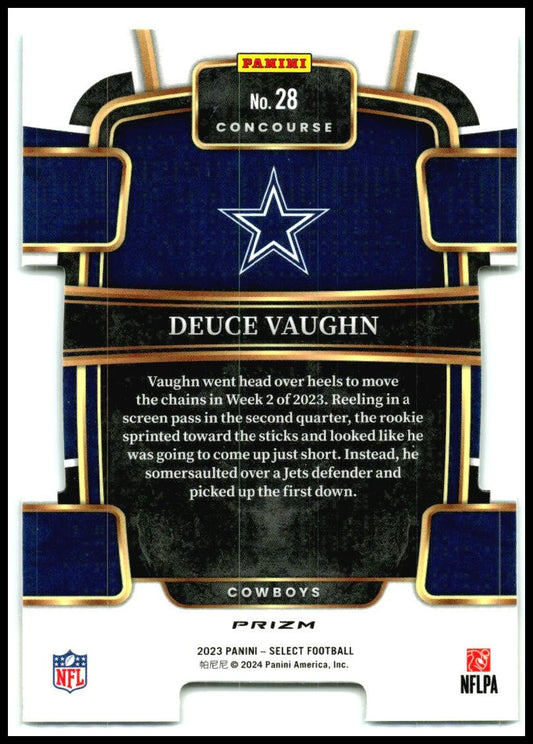 2023 Select Green and Yellow Prizms Die Cuts #28 Deuce Vaughn Rookie Dallas