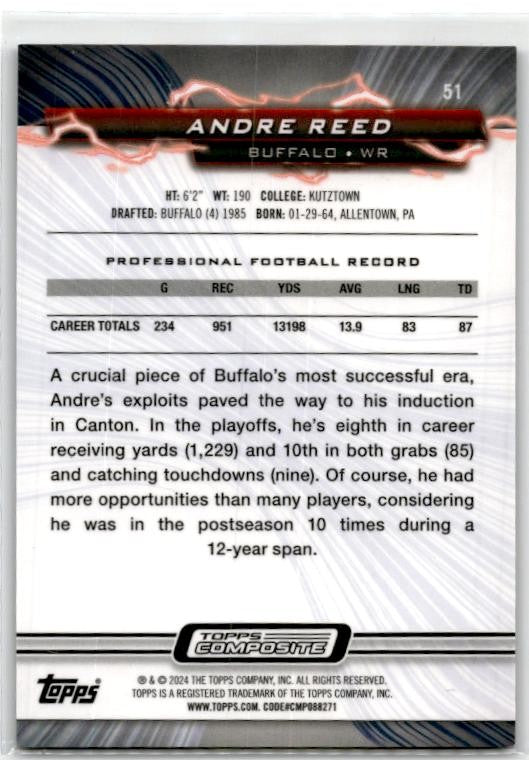 2023 Topps Composite Resurgence Navy Surge #51 Andre Reed #/225 Buffalo Bills