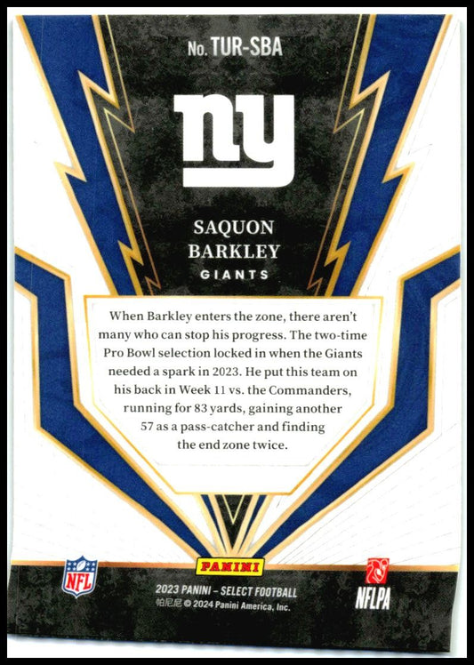 2023 Panini Select Turbocharged #TUR-SBA Saquon Barkley New York Giants