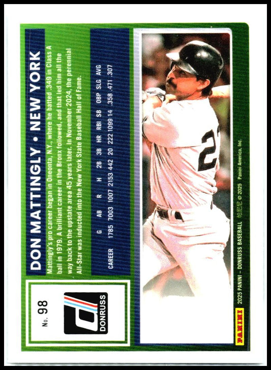 2025 Donruss #98 Don Mattingly New York Yankees