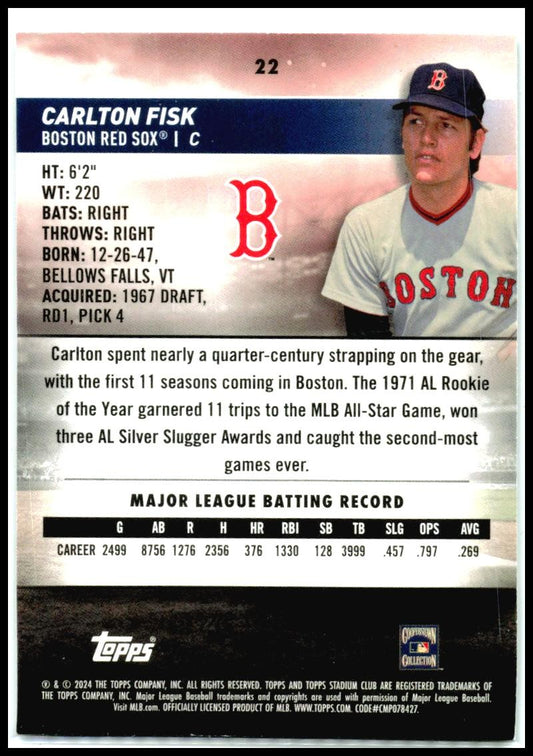 2024 Stadium Club #22 Carlton Fisk Boston Red Sox