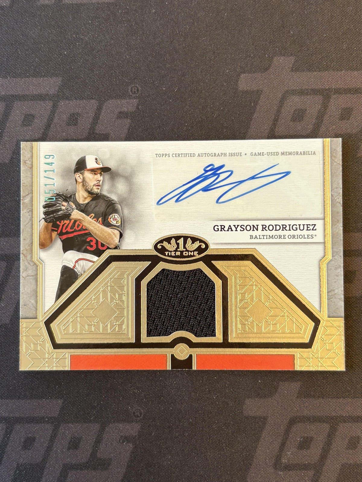 2024Topps Tier One Auto Single Relic /149 #TIAR-GR Grayson Rodriguez Orioles