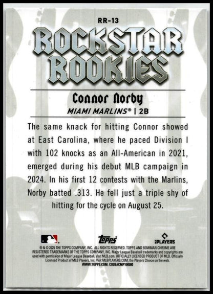 2025 Bowman Rockstar Rookies #RR-13 Connor Norby Miami Marlins
