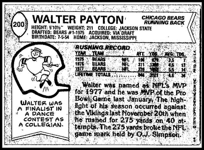 1978 Topps #200 Walter Payton Chicago Bears