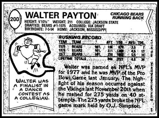 1978 Topps #200 Walter Payton Chicago Bears