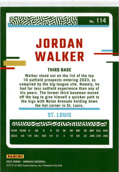 2023 Donruss #114 Jordan Walker  RC  St. Louis