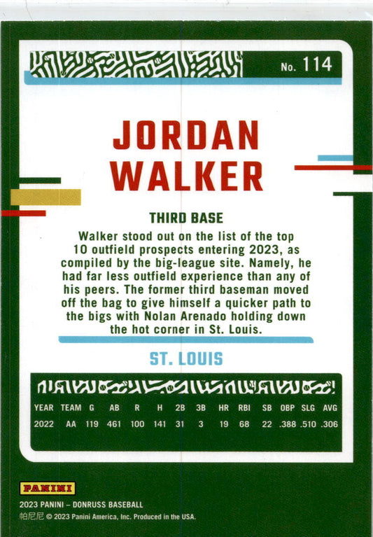 2023 Donruss #114 Jordan Walker  RC  St. Louis