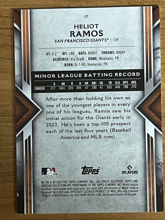 2022 Topps Museum Collection #17 Heliot Ramos Rookie San Francisco Giants
