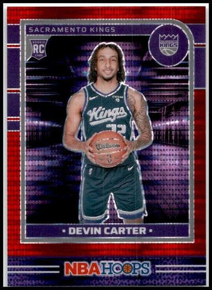 2024-25 Hoops Premium Prizms Pulsar Red #243 Devin Carter Rookie Kings