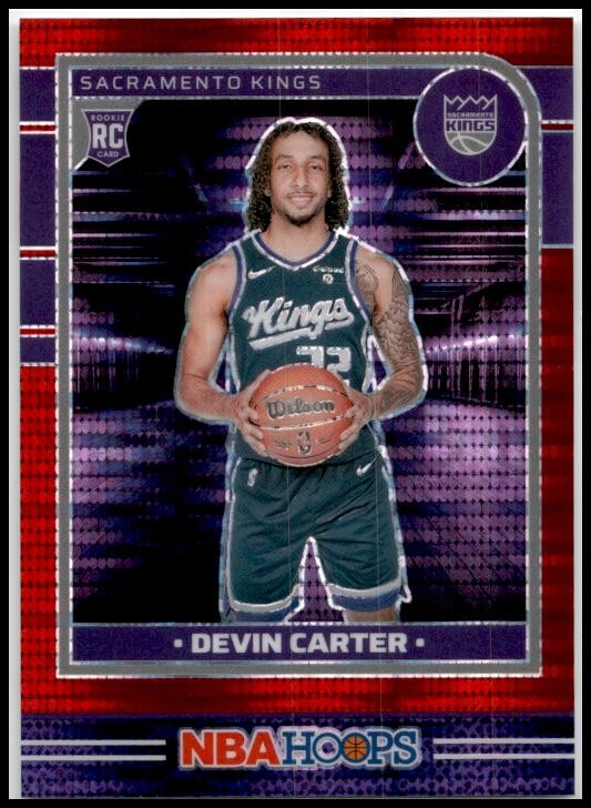 2024-25 Hoops Premium Prizms Pulsar Red #243 Devin Carter Rookie Kings