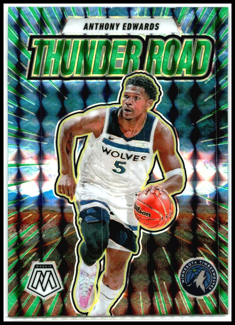 2024-25 Panini Mosaic Thunder Road Mosaic Green #4 Anthony Edwards Minnesota