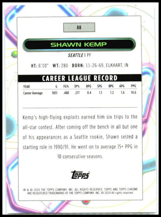 2023-24 Topps Chrome Cosmic #88 Shawn Kemp Seattle SuperSonics
