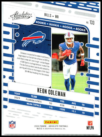 2024 Panini Absolute #133 Keon Coleman Buffalo Bills