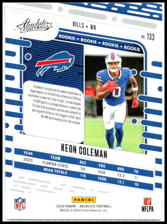 2024 Panini Absolute #133 Keon Coleman Buffalo Bills