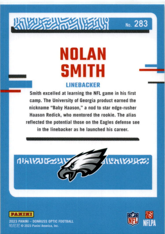 2023 Donruss Optic #283 Nolan Smith Philadelphia Eagles