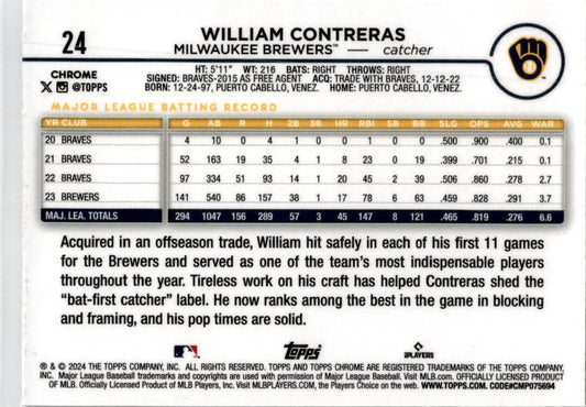 2024 Topps Prism #61 William Contreras Milwaukee Brewers