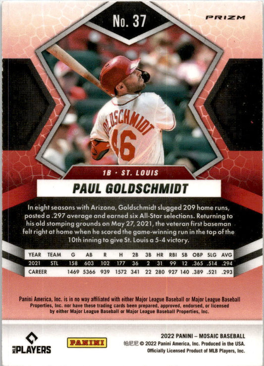 2022 Panini Mosaic: Reactive Blue Mosaic #37 Paul Goldschmidt St. Louis Cardinal