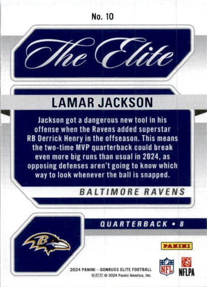 2024 Donruss Elite The Elite Green #10 Lamar Jackson Baltimore Ravens