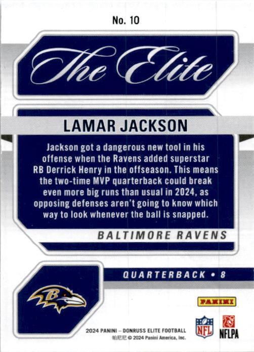 2024 Donruss Elite The Elite Green #10 Lamar Jackson Baltimore Ravens