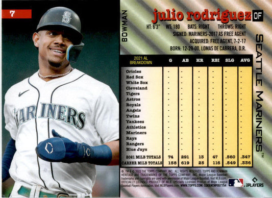 2022 Bowman Heritage #7 Julio Rodriguez Rookie Seattle Mariners
