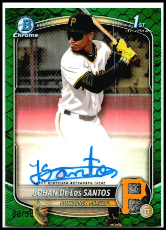 2025 Bowman Chrome Green Reptilian #CPA-JDLS Johan De Los Santos Auto /99