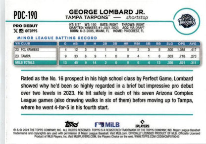 2024 Topps Pro Debut Chrome #PD-190 George Lombard Jr. Tampa Tarpons
