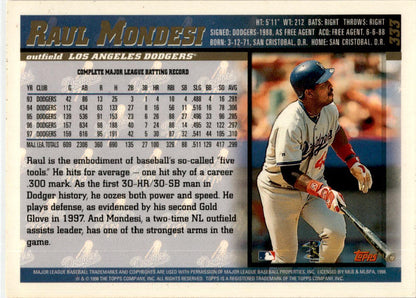 1998 Topps #333 Raul Mondesi Los Angeles Dodgers