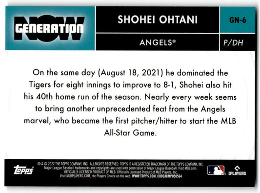 2022 Topps Generation Now Shohei Ohtani Los Angeles Angels #GN-6