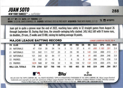 2024 Topps Big League Red Foil #288 Juan Soto New York Yankees