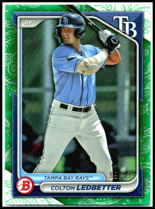 2024 Bowman Prospects Green Pattern #BP-124 Colton Ledbetter #/99 Tampa Bay Rays