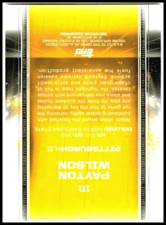 2024 Topps Signature Class #171 Payton Wilson Rookie Pittsburgh Steelers