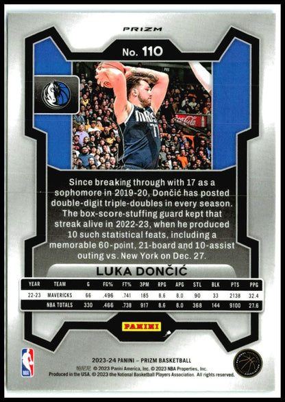 2023-24 Panini Prizm Prizms Choice Blue Yellow and Green #110 Luka Doncic Lakers