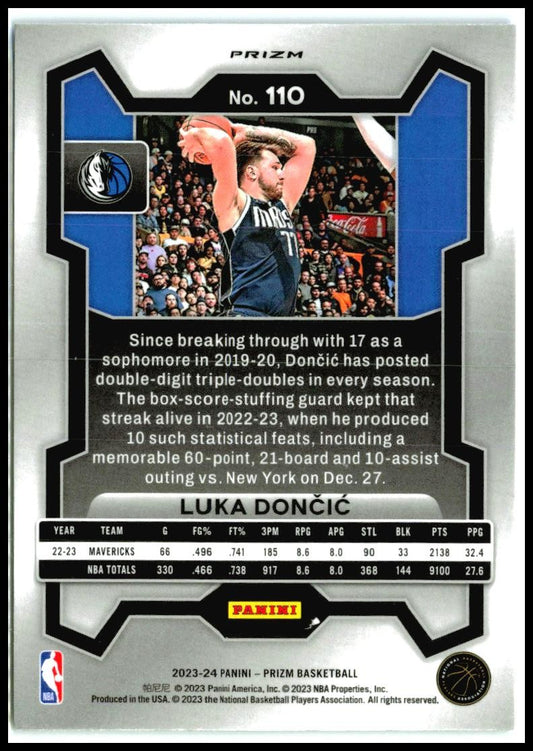 2023-24 Panini Prizm Prizms Choice Blue Yellow and Green #110 Luka Doncic Lakers