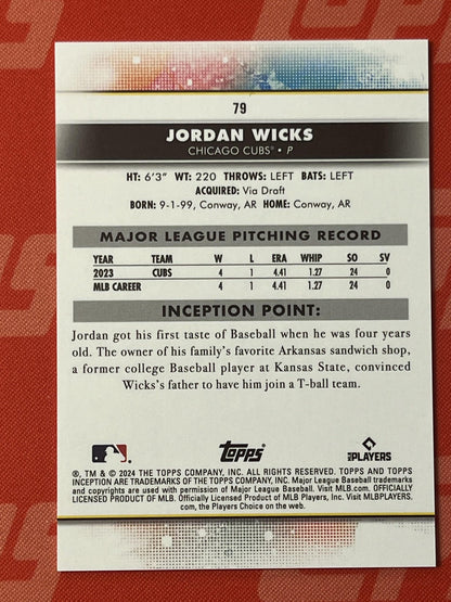 2024 Inception Gold Electricity #79 Jordan Wicks Cubs