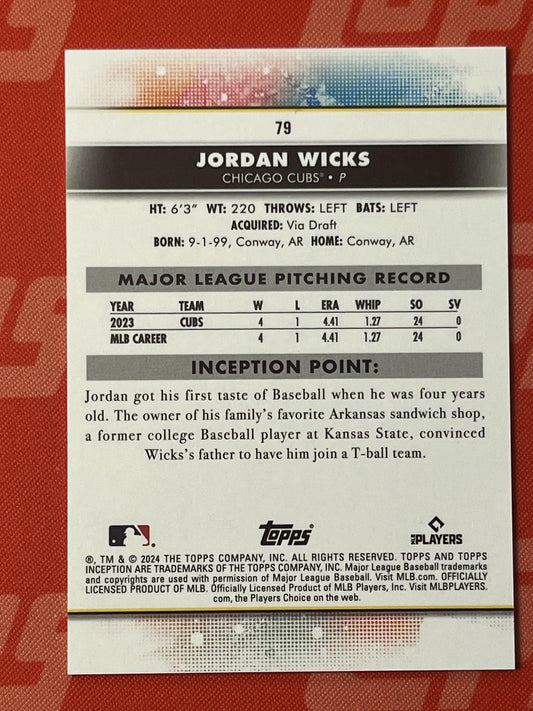 2024 Inception Gold Electricity #79 Jordan Wicks Cubs