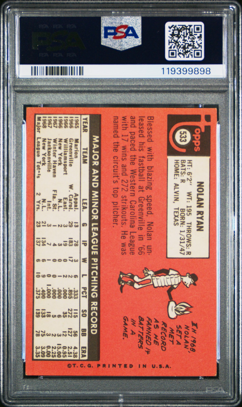 1969 Topps #533 Nolan Ryan